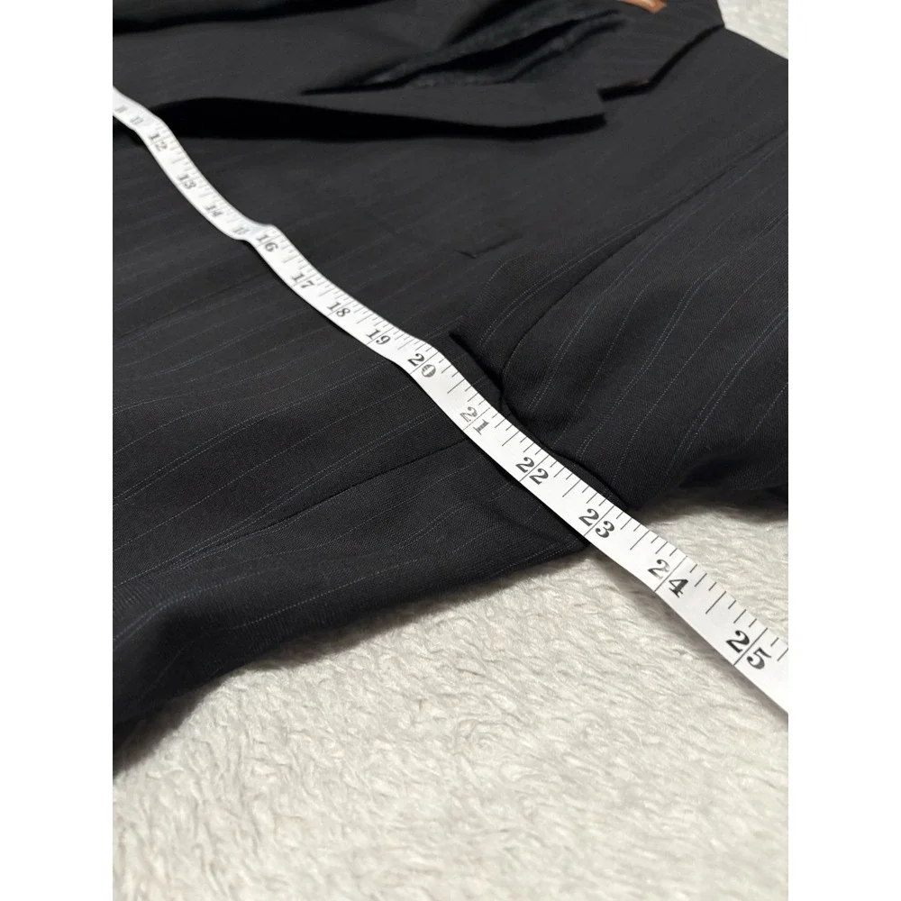Michael Kors Mens Black Pinstripes Wool Sport Blazer Jacket Size 46R Lord Taylor